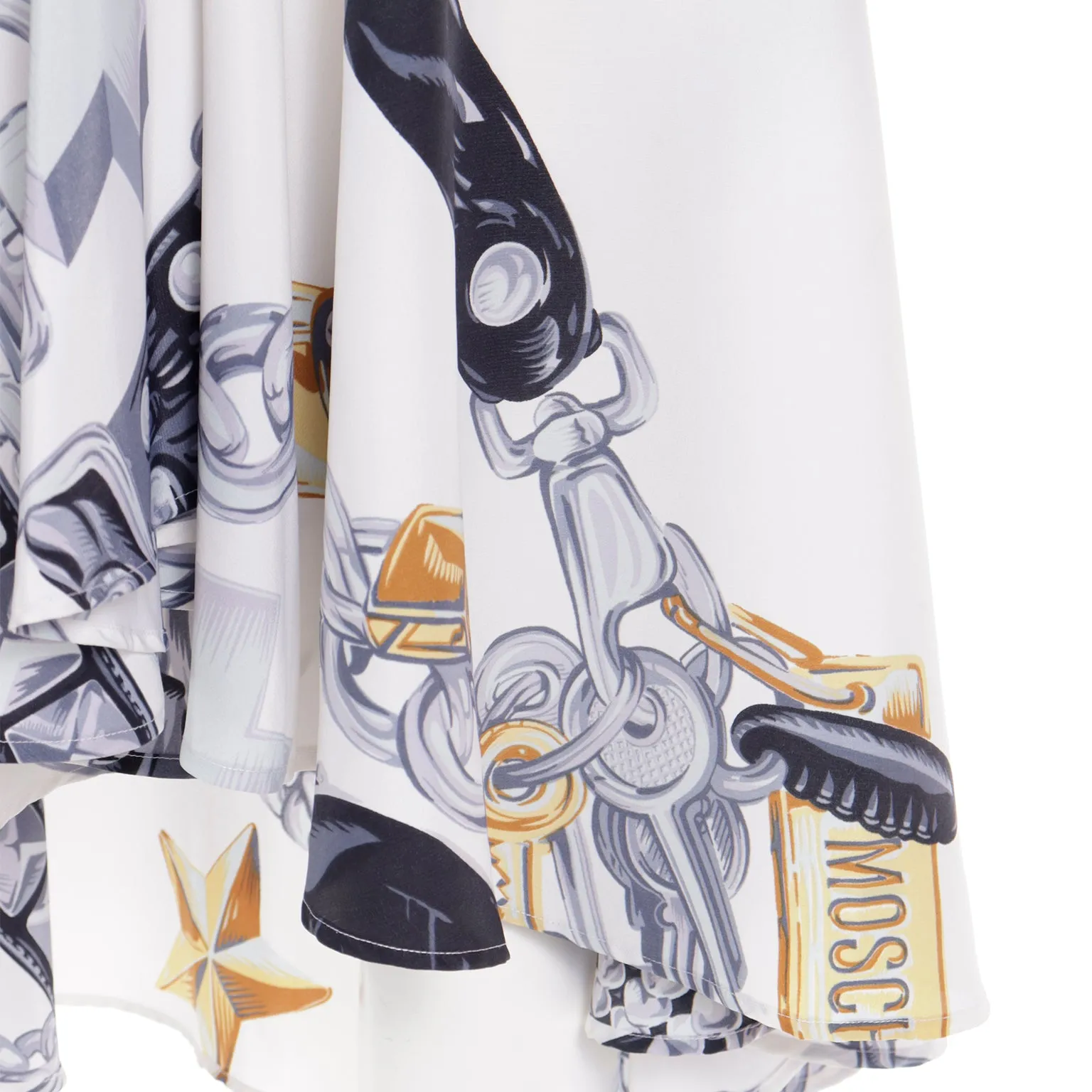 1986 Franco Moschino Runway Halter Dress in Western Sheriff Belt Print