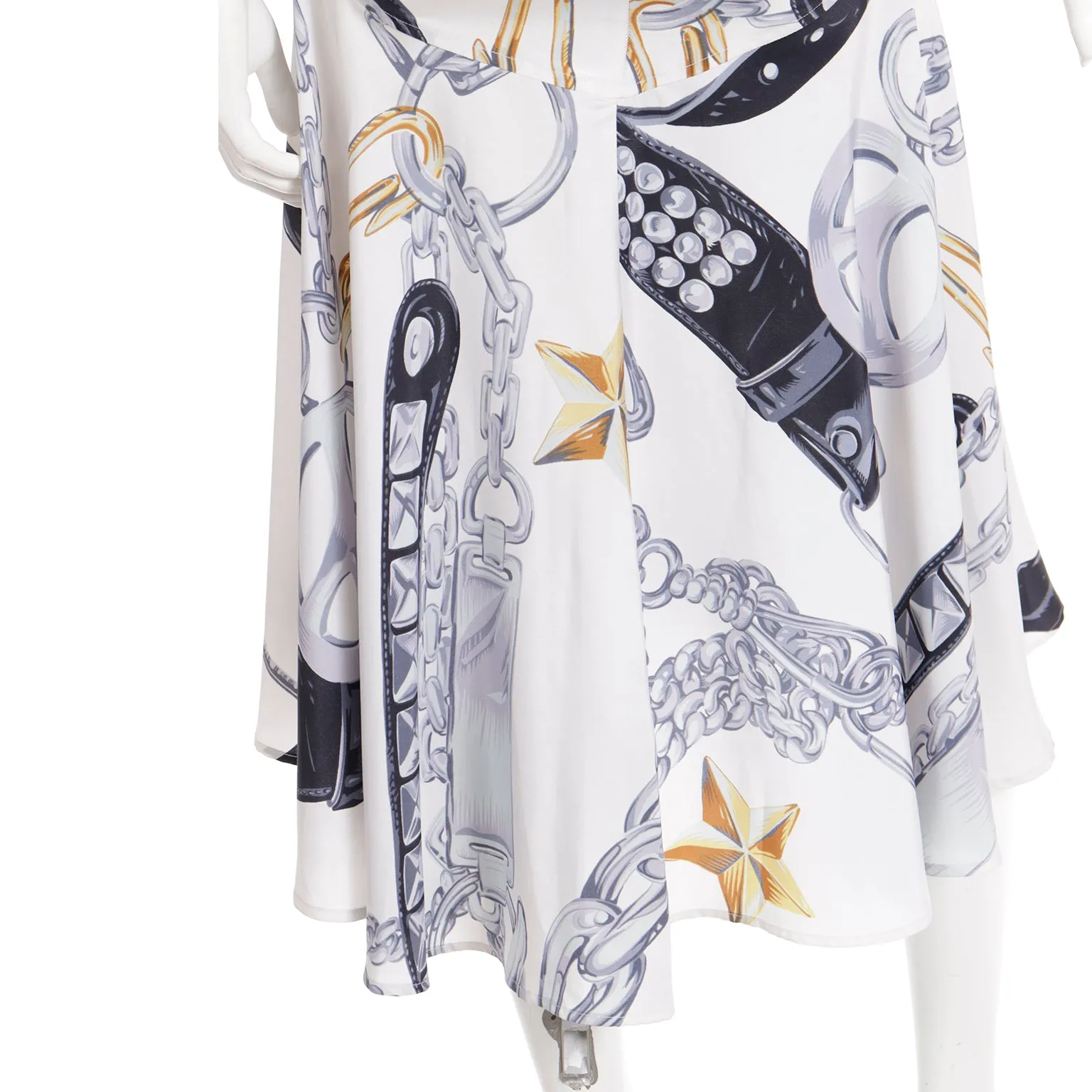 1986 Franco Moschino Runway Halter Dress in Western Sheriff Belt Print
