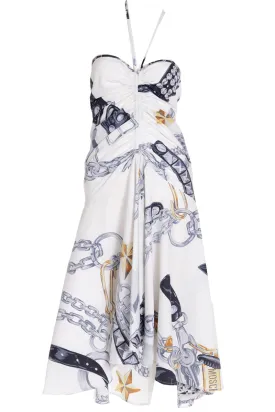1986 Franco Moschino Runway Halter Dress in Western Sheriff Belt Print