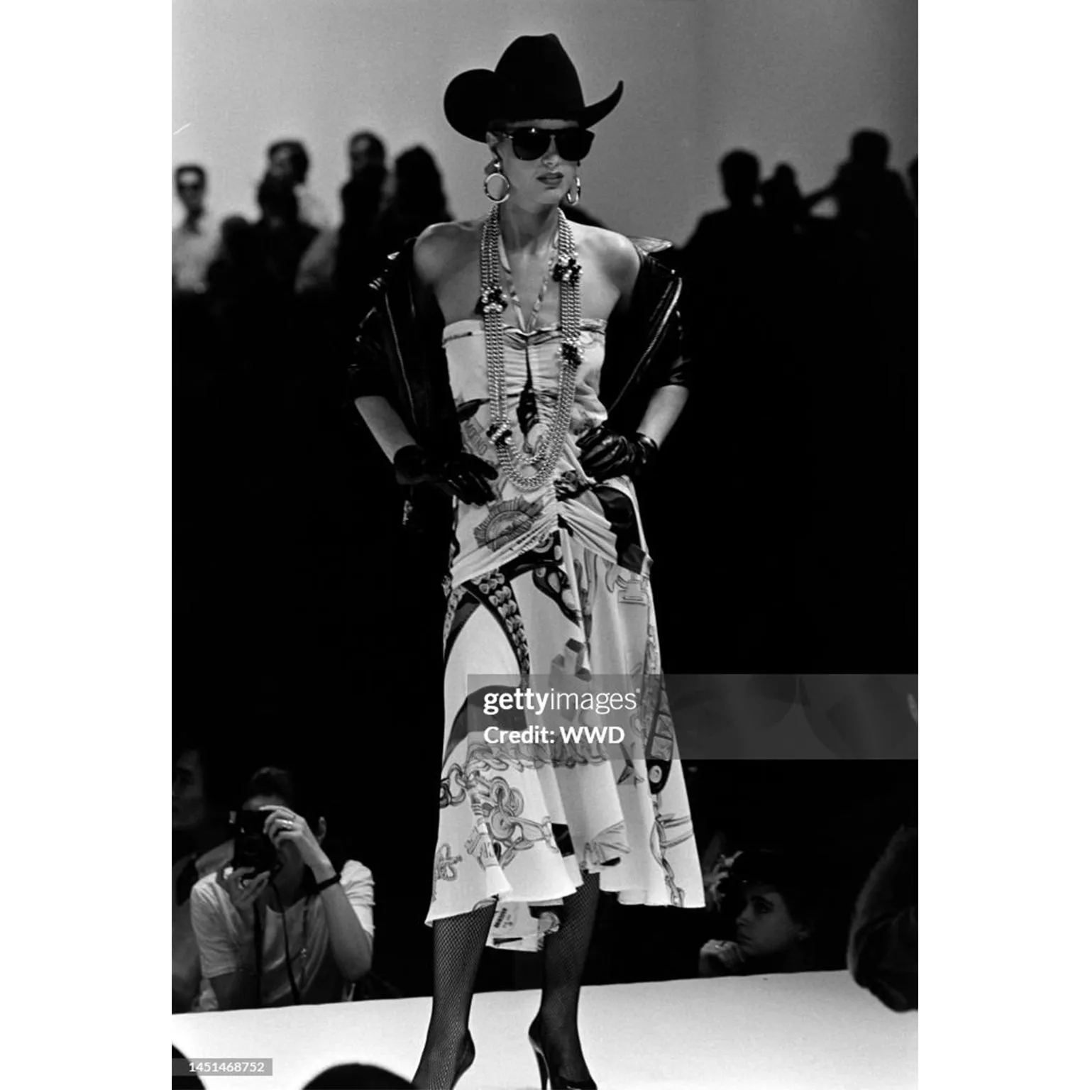 1986 Franco Moschino Runway Halter Dress in Western Sheriff Belt Print