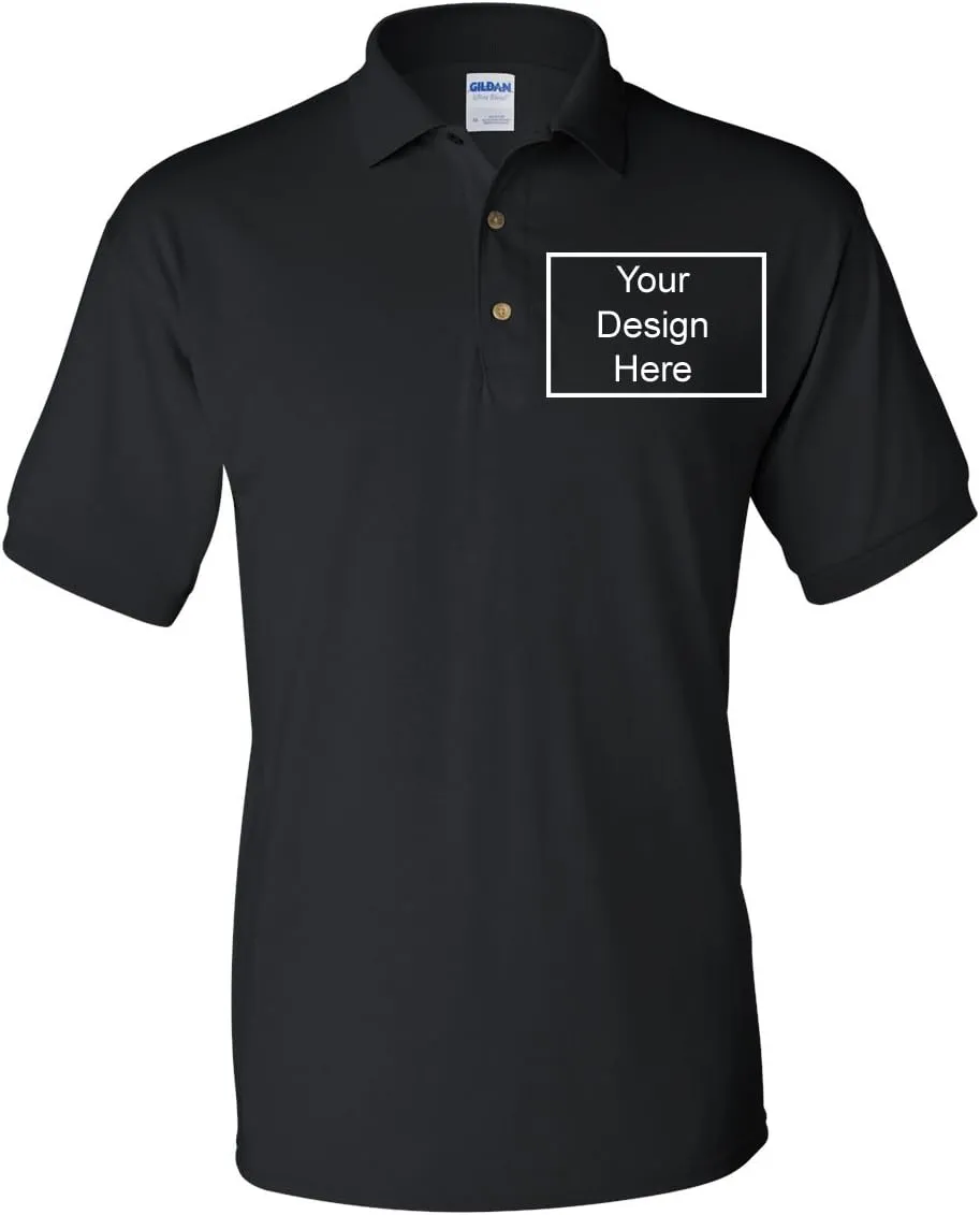 Add Your Own Text Design Custom Personalized Digitally Printed Adult Polo Shirt