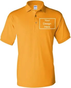 Add Your Own Text Design Custom Personalized Digitally Printed Adult Polo Shirt