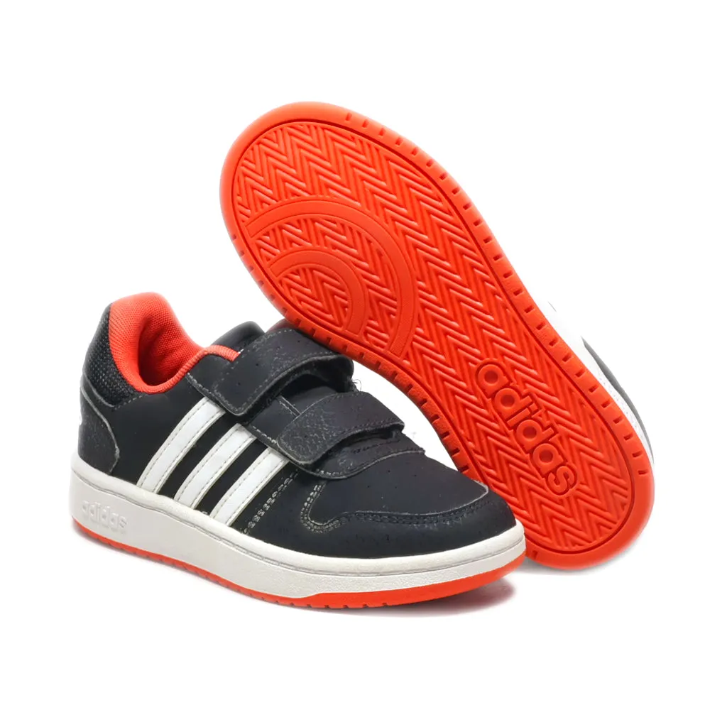 Adidas Neo Hoops Sneakers Leather Black Colour For Kids