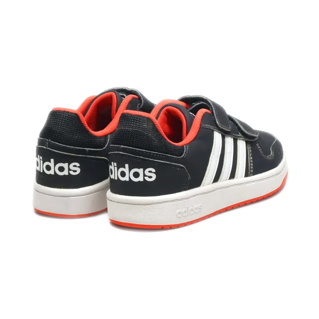 Adidas Neo Hoops Sneakers Leather Black Colour For Kids