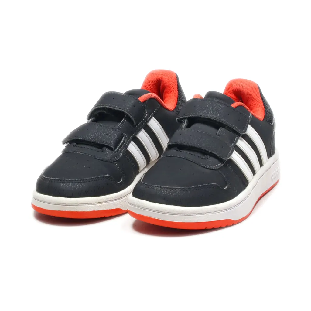 Adidas Neo Hoops Sneakers Leather Black Colour For Kids