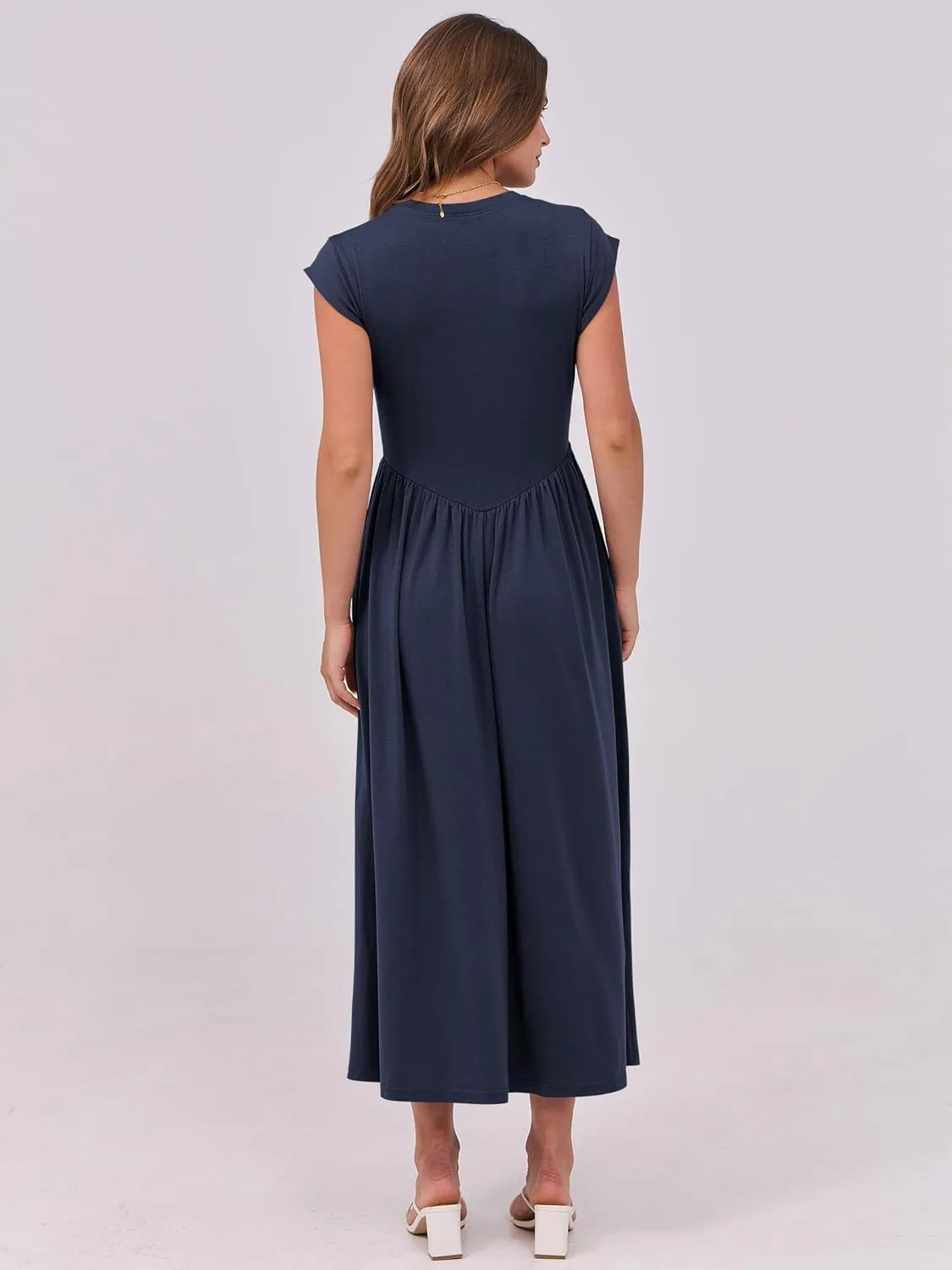 ANRABESS Women Cap Sleeve Maxi Dress Summer Dressy Casual Elegant Fit Flare High Waist Flowy Aline Long Beach Sundress