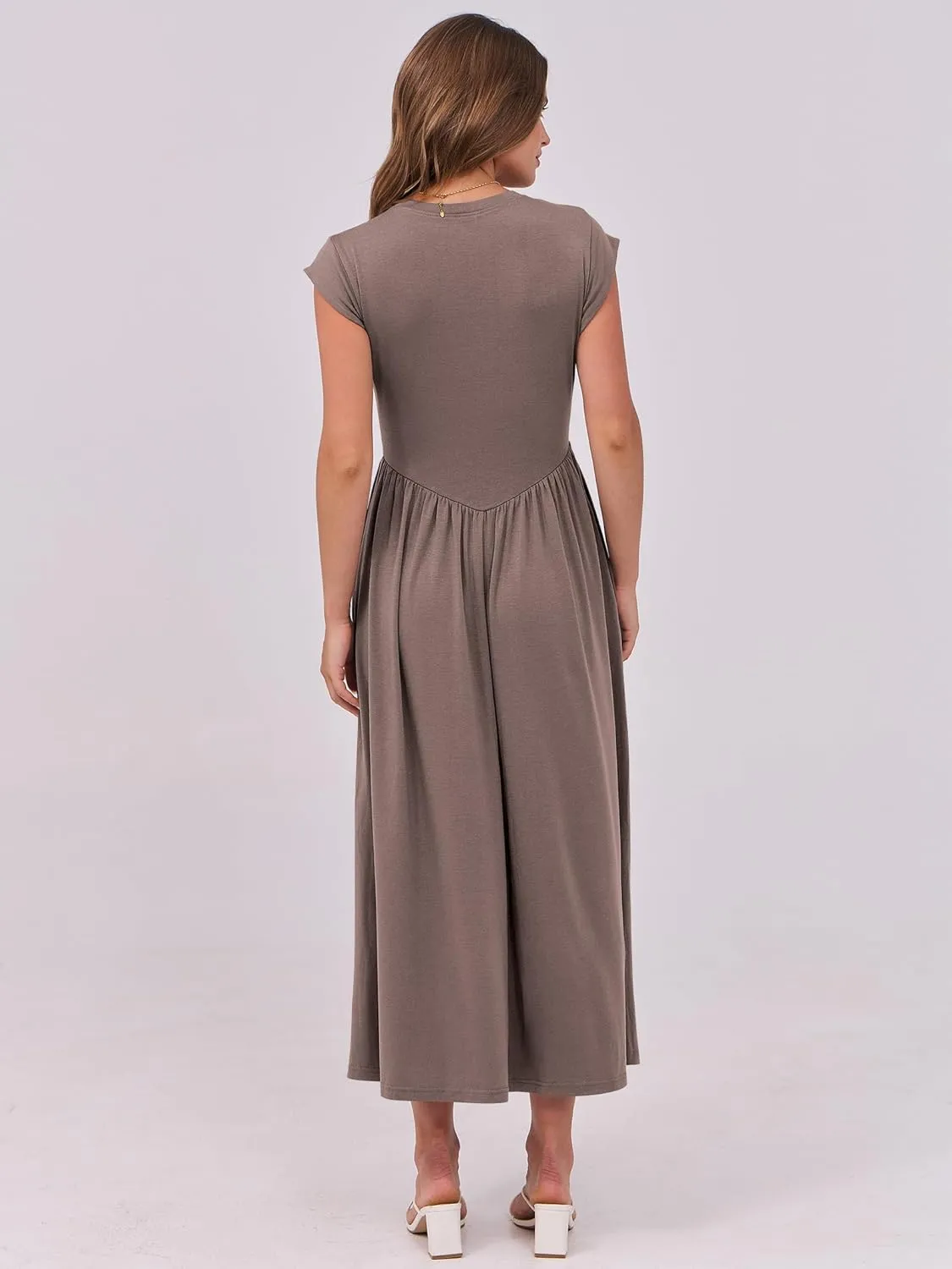 ANRABESS Women Cap Sleeve Maxi Dress Summer Dressy Casual Elegant Fit Flare High Waist Flowy Aline Long Beach Sundress