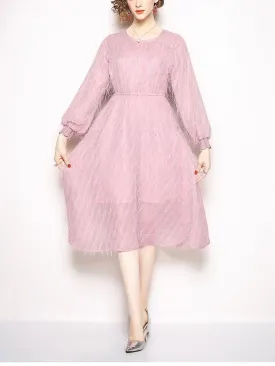 Autumn And Winter Fashion Waist Tassel Feathers Long Dress