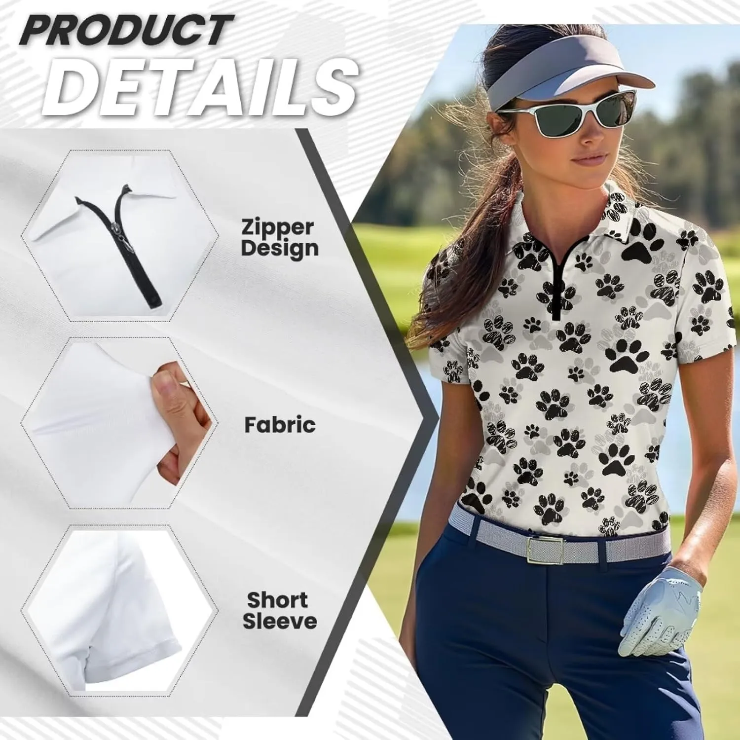 Biyejit Womens Golf Polo Shirts 1/4 Zip Up Short Sleeve Quick Dry Workout Tops Sun Protection Tennis Shirts Slim Fit
