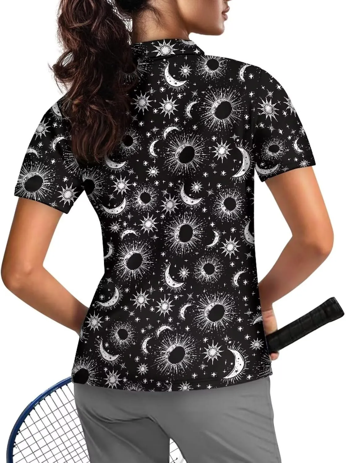 Biyejit Womens Golf Polo Shirts 1/4 Zip Up Short Sleeve Quick Dry Workout Tops Sun Protection Tennis Shirts Slim Fit