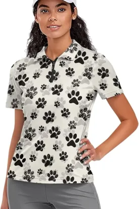 Biyejit Womens Golf Polo Shirts 1/4 Zip Up Short Sleeve Quick Dry Workout Tops Sun Protection Tennis Shirts Slim Fit