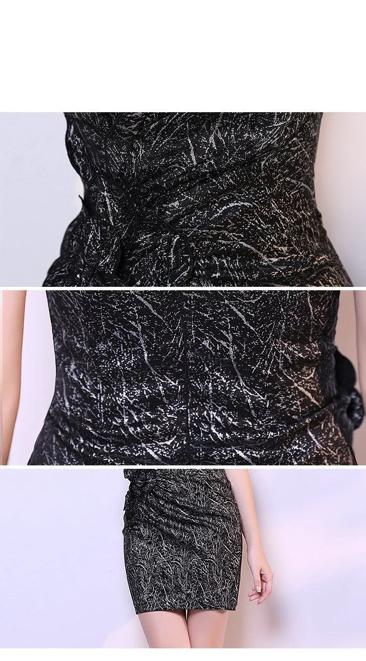 Black Fashion Sexy Tube Top Off Shoulder Bridesmaid Mini Dress