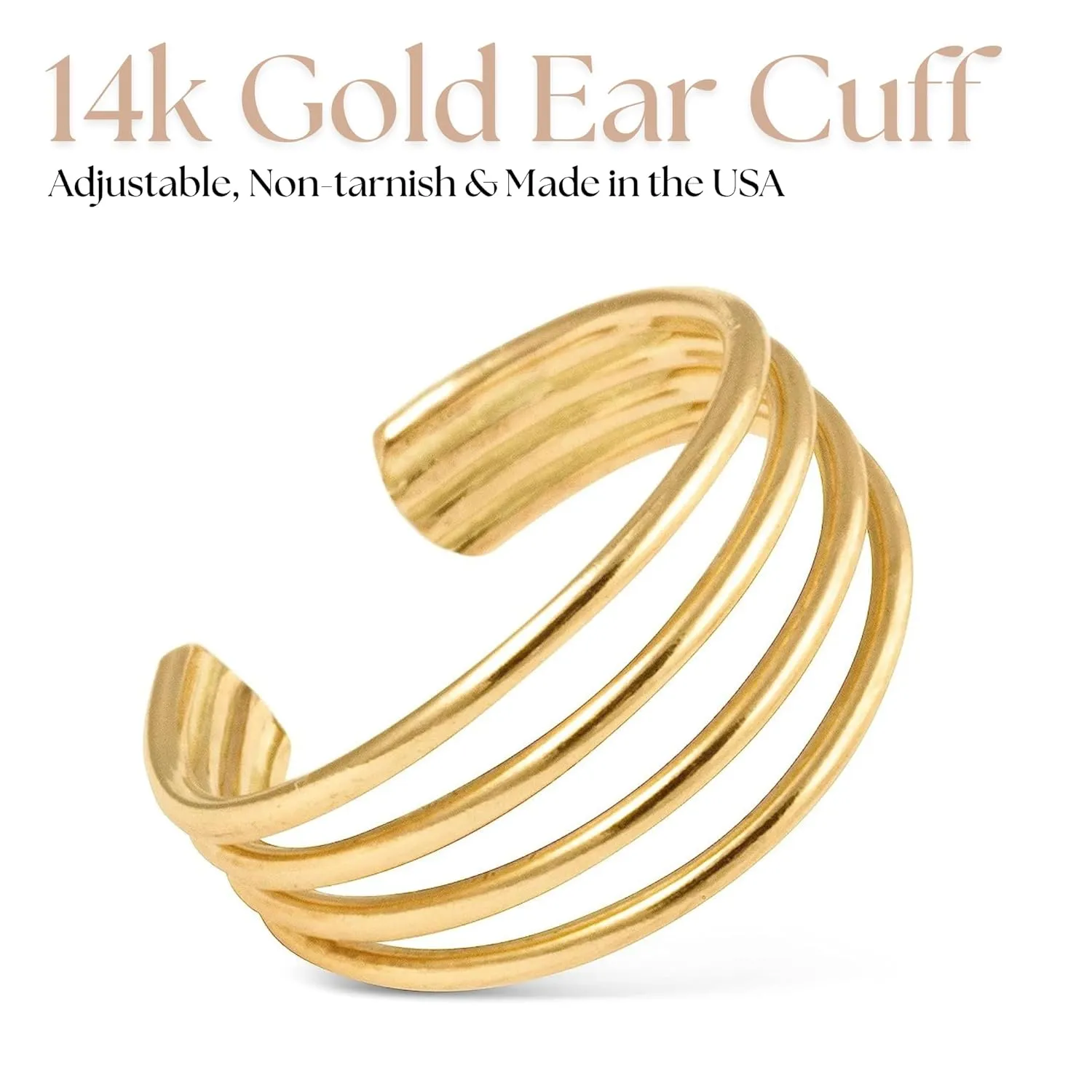 Bonnie Gold Filled Ear Cuff | Adjustable Ear Cuff | Non Pierced | 10mm | Handmade | 14K Gold | Cartilage No Piercing | Smooth Design