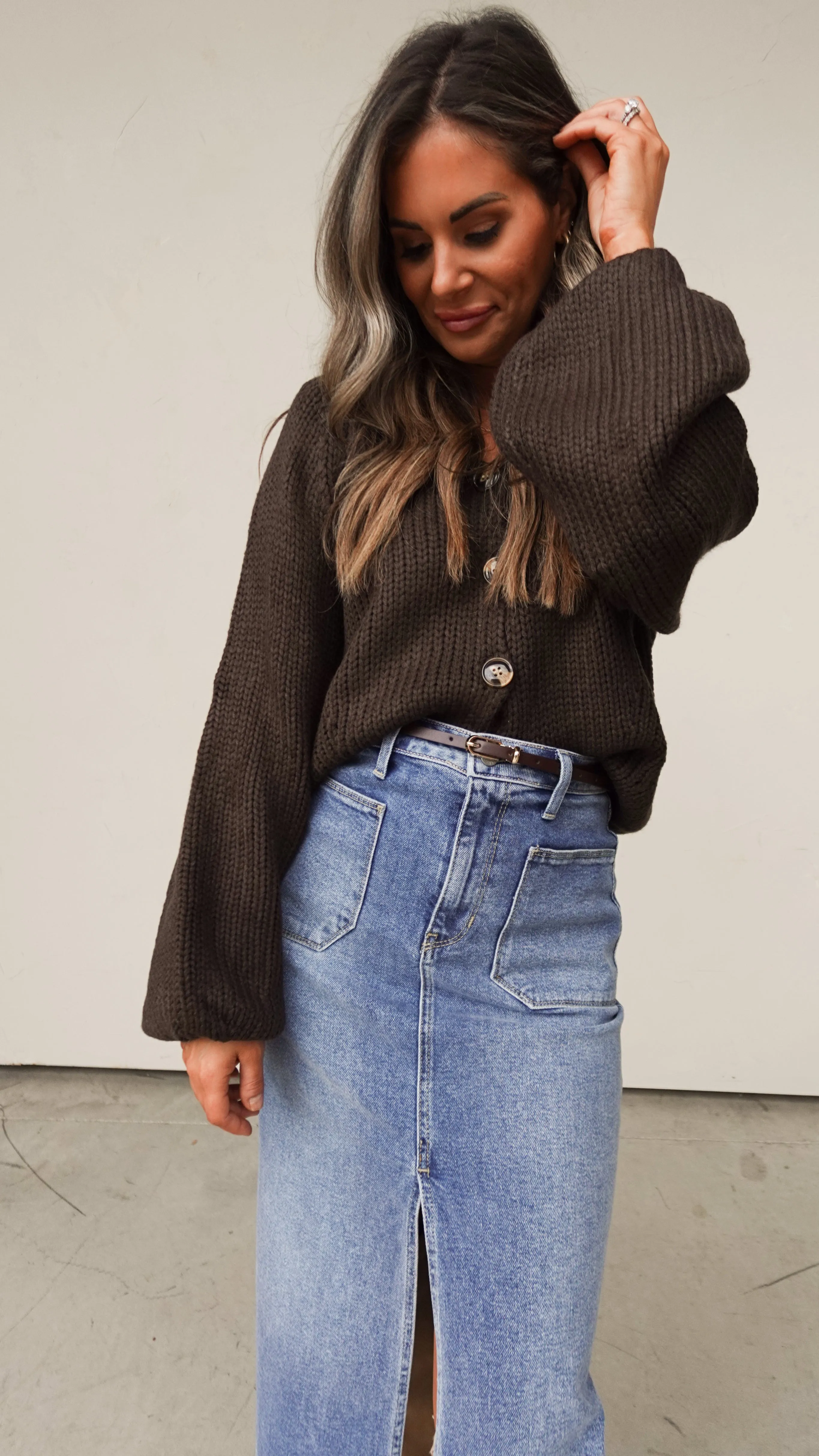 Brown Chunky Knit Cardigan