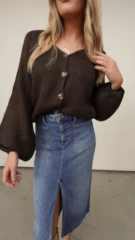 Brown Chunky Knit Cardigan