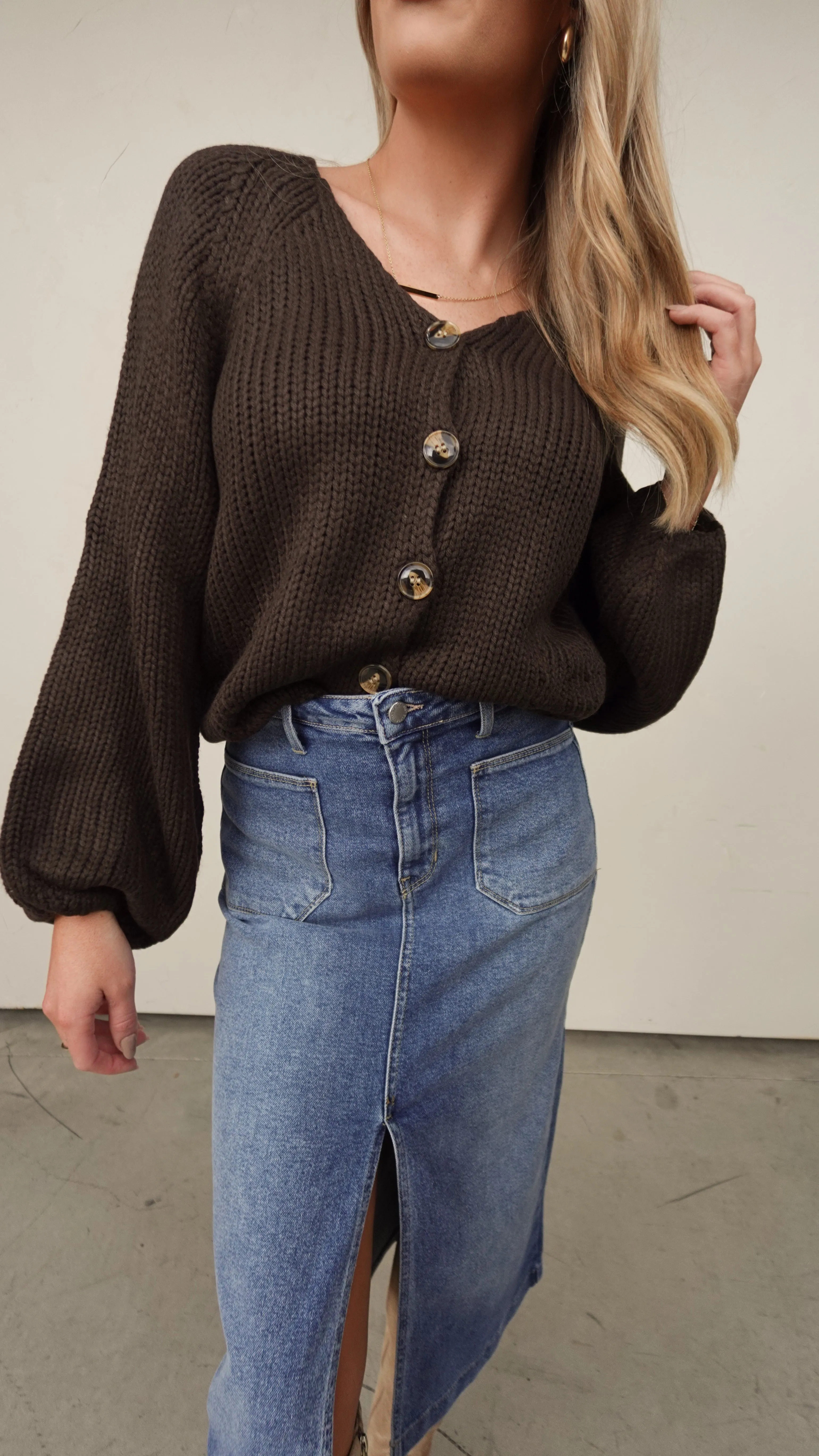 Brown Chunky Knit Cardigan
