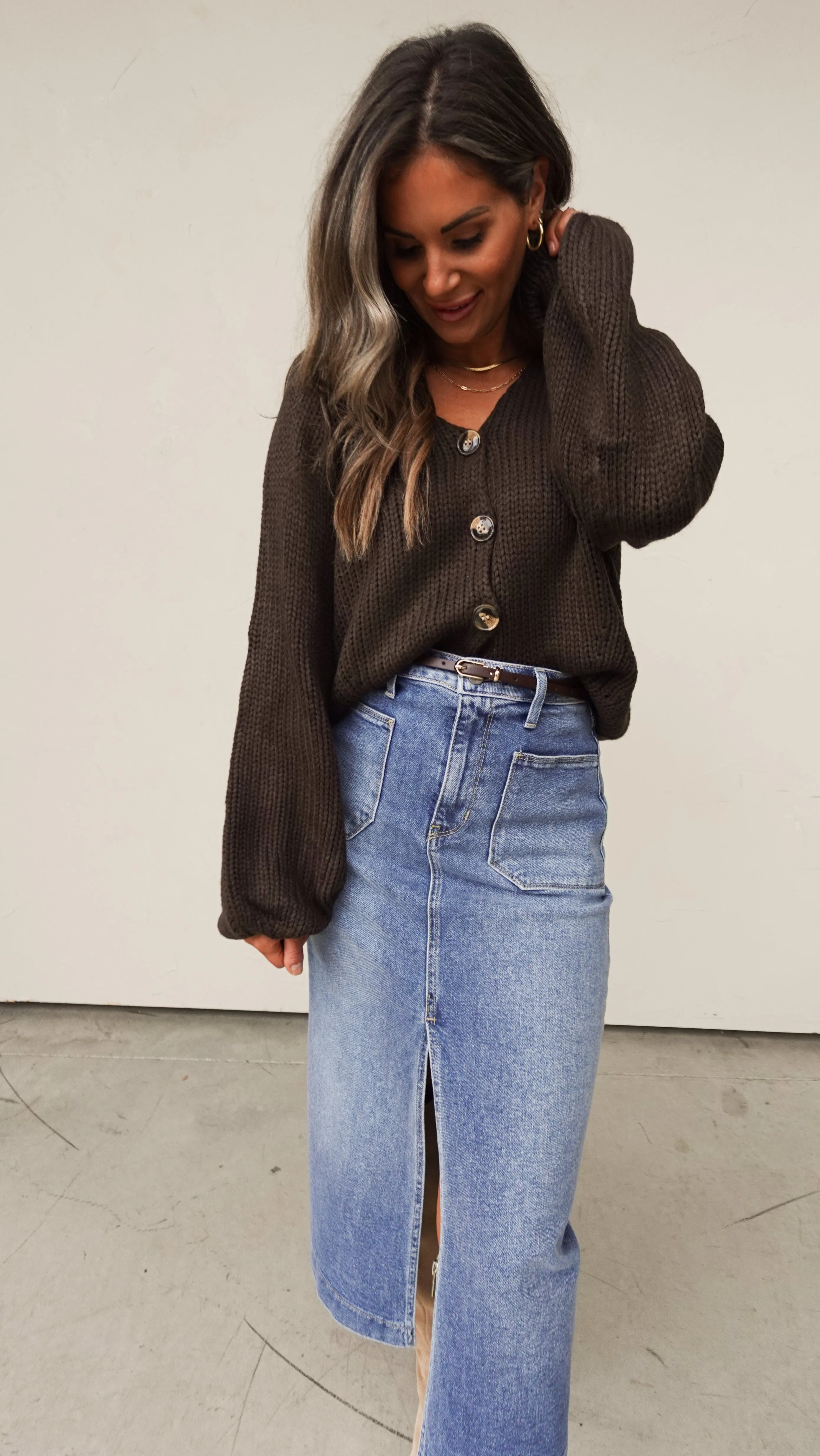 Brown Chunky Knit Cardigan