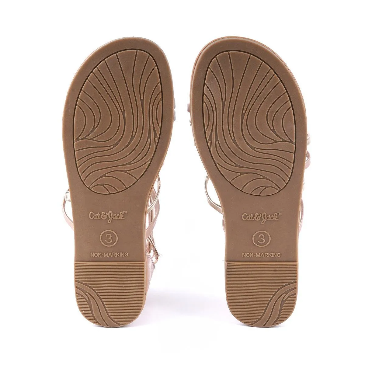 Cat & Jack Strap Flat Sandals Leather Beige Colour For Kids