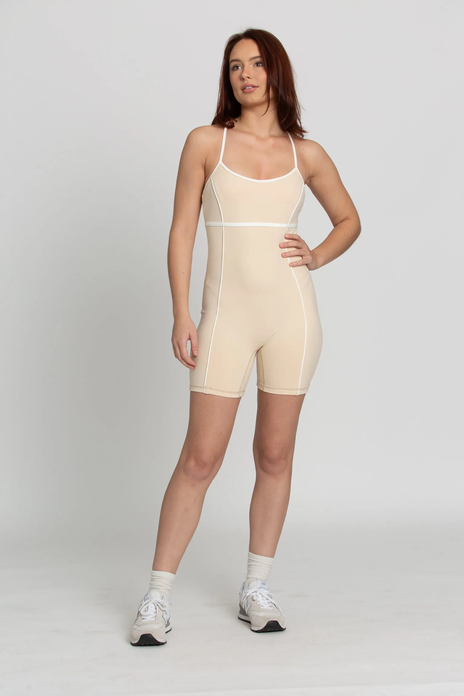 Creme Brulee White Lined Playsuit