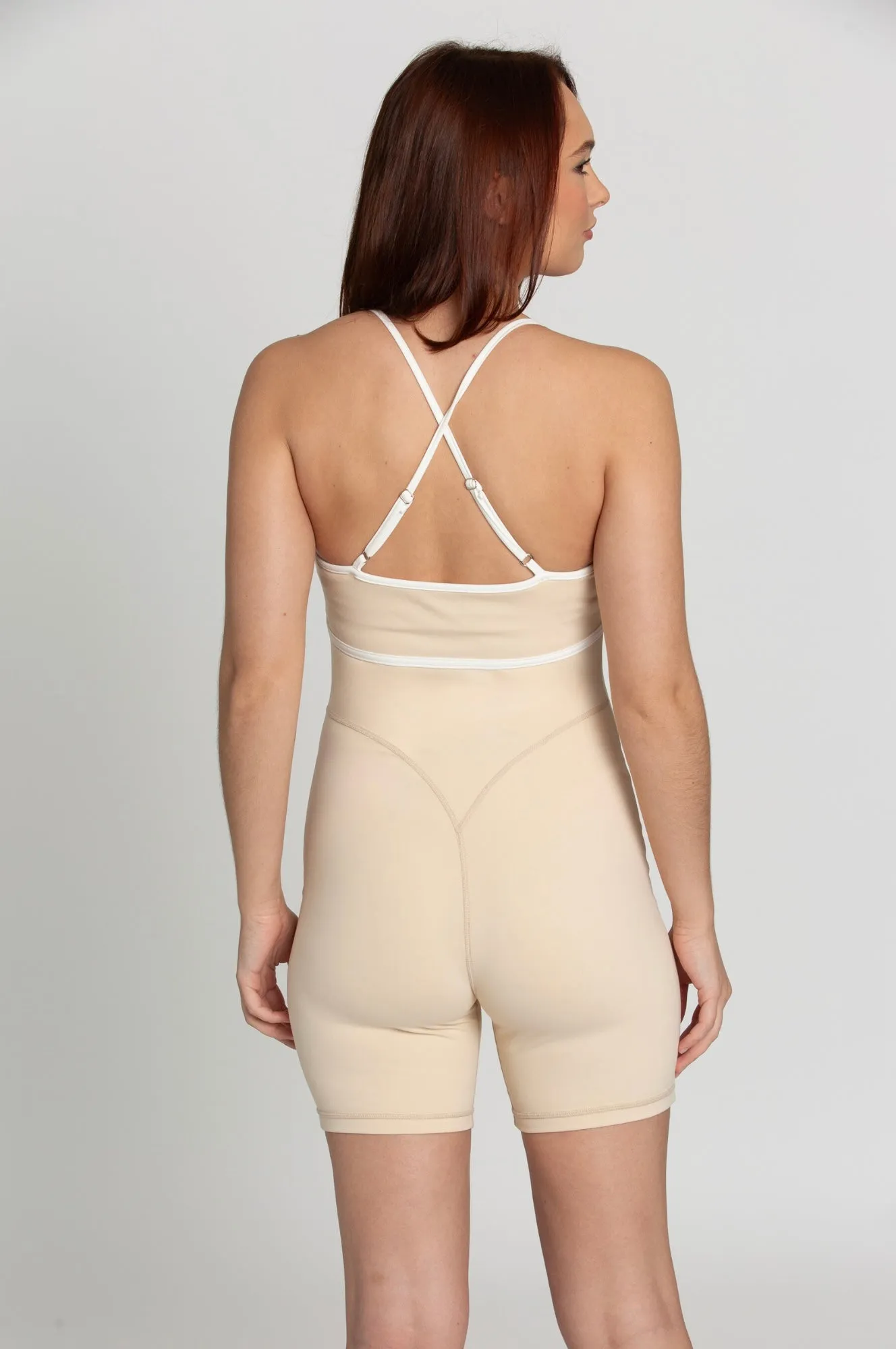 Creme Brulee White Lined Playsuit