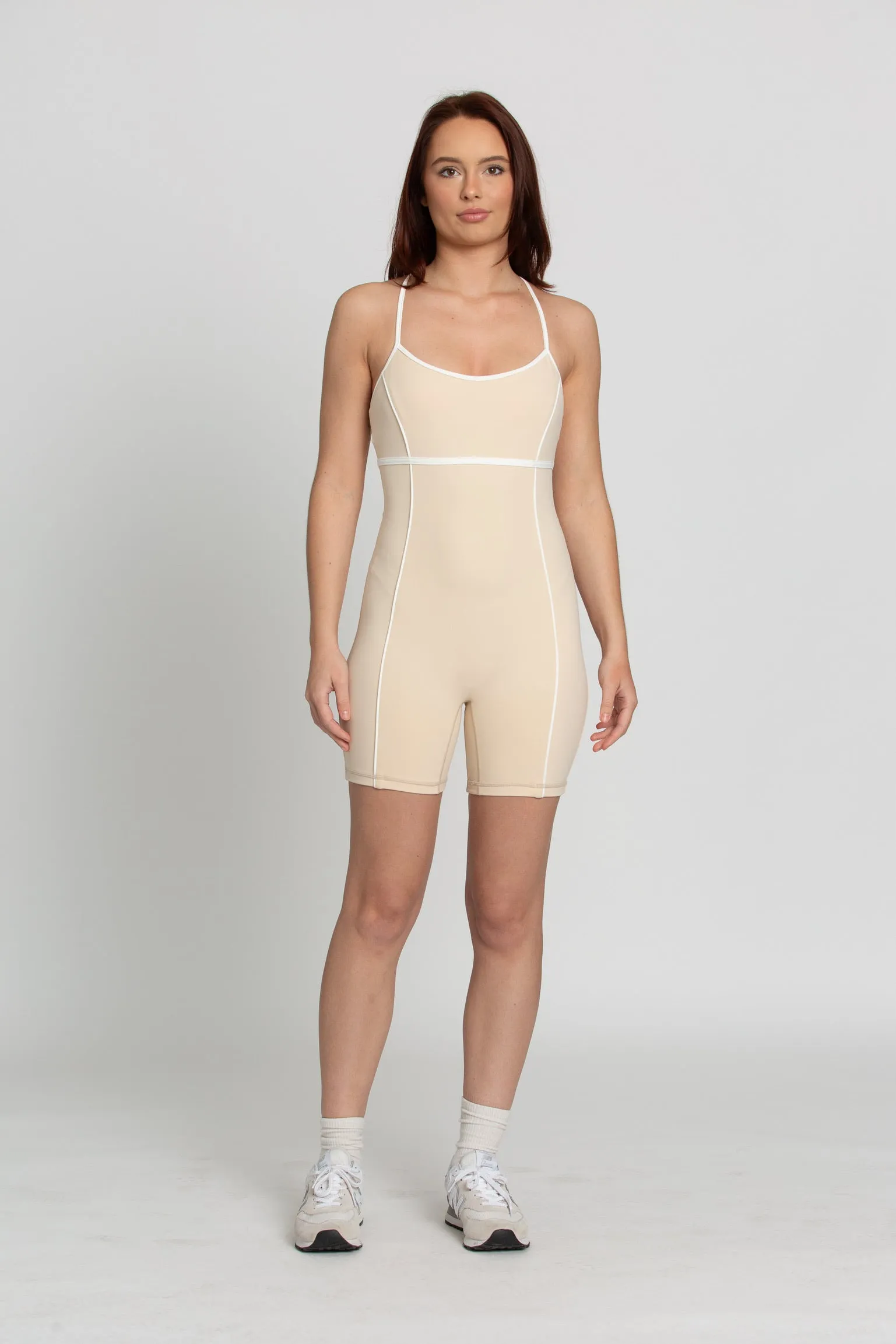 Creme Brulee White Lined Playsuit