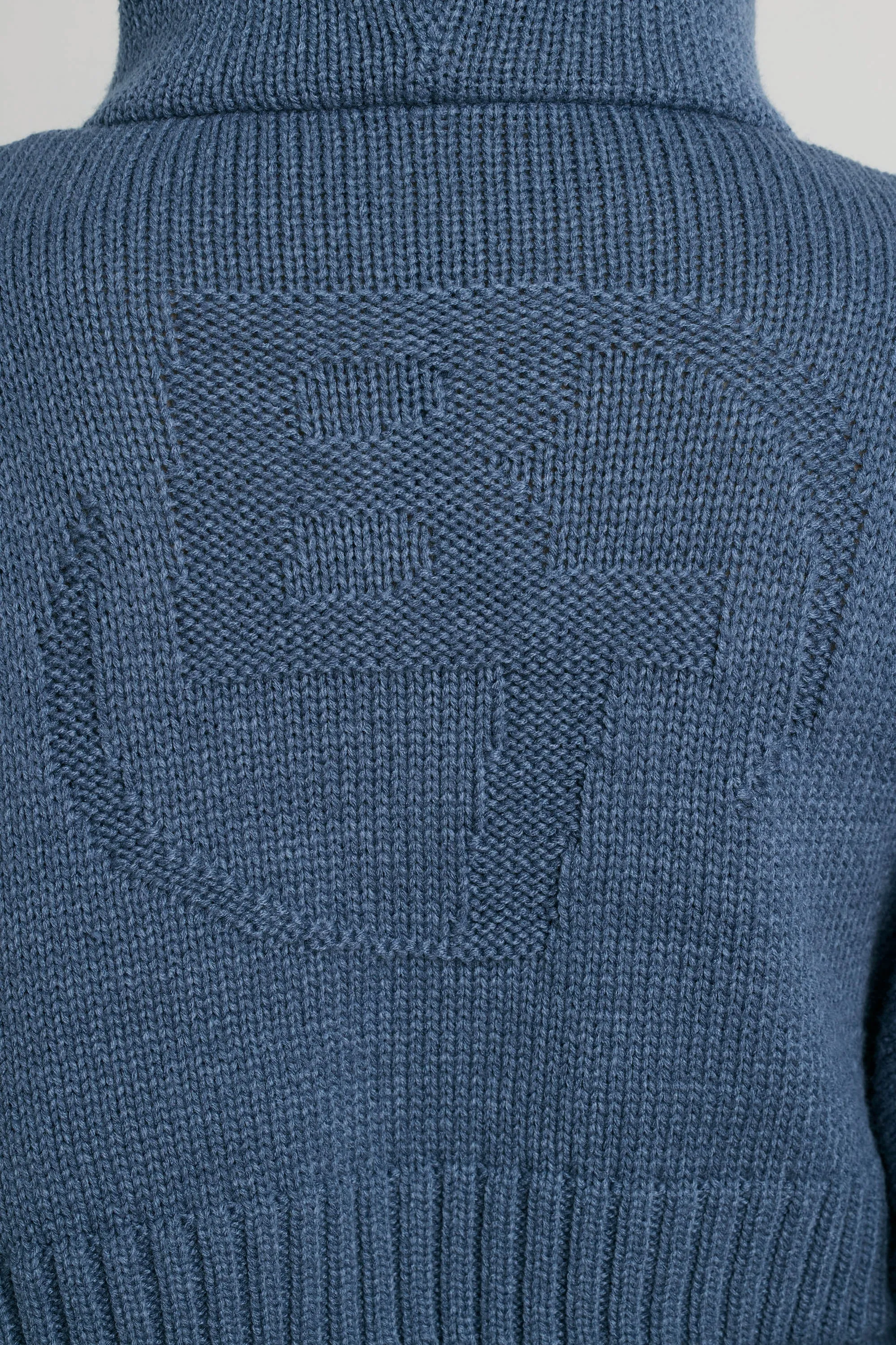 Cropped Zip Up Chunky Knit Hoodie in Washed Navy