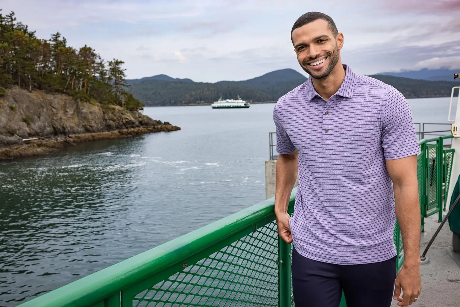 Cutter & Buck Forge Eco Heather Stripe Stretch Recycled Mens Polo