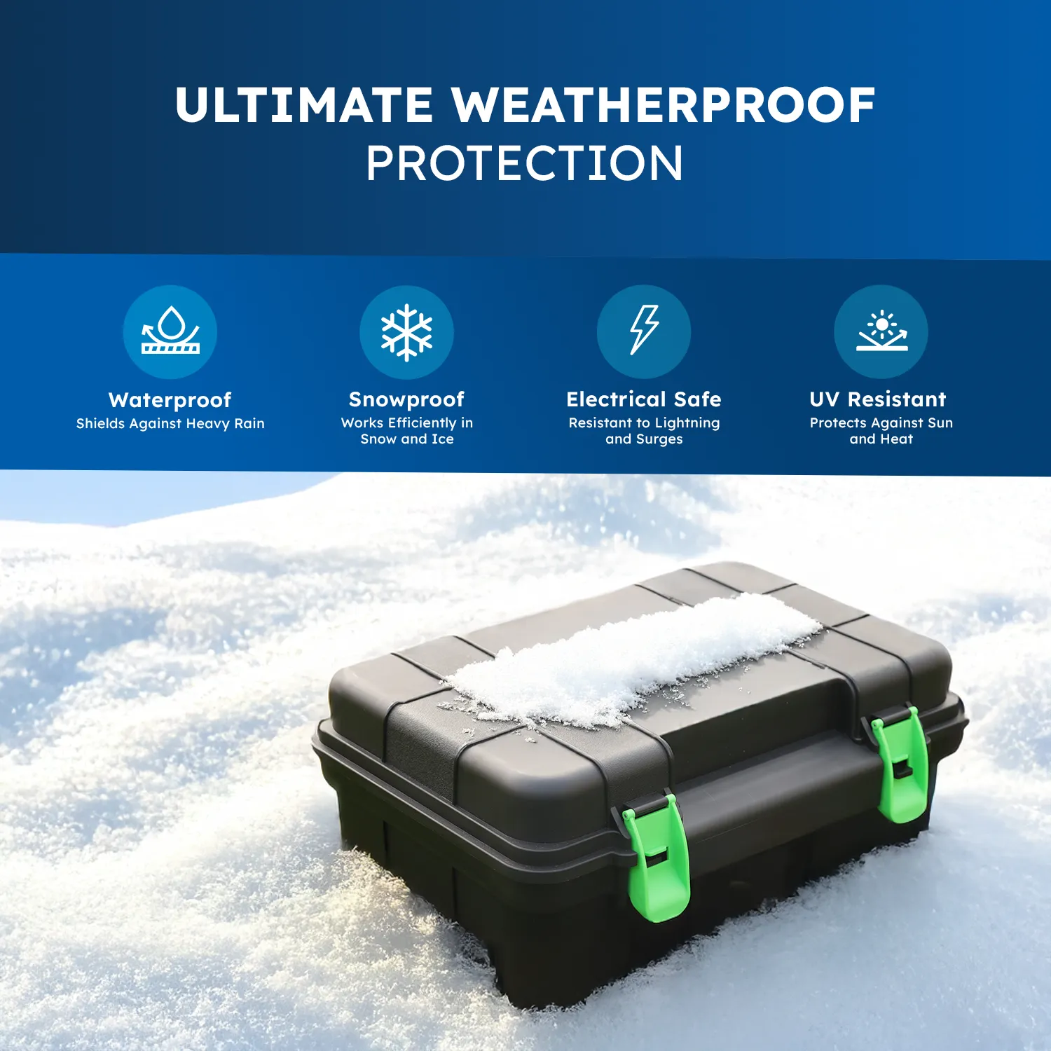 Desiretech Weatherproof Outdoor Electric Box with 4 Gang 10m Extension Lead – IP54 Rated, Heavy-Duty Power Supply for Garden Tools, Christmas Lights, and DIY Tasks