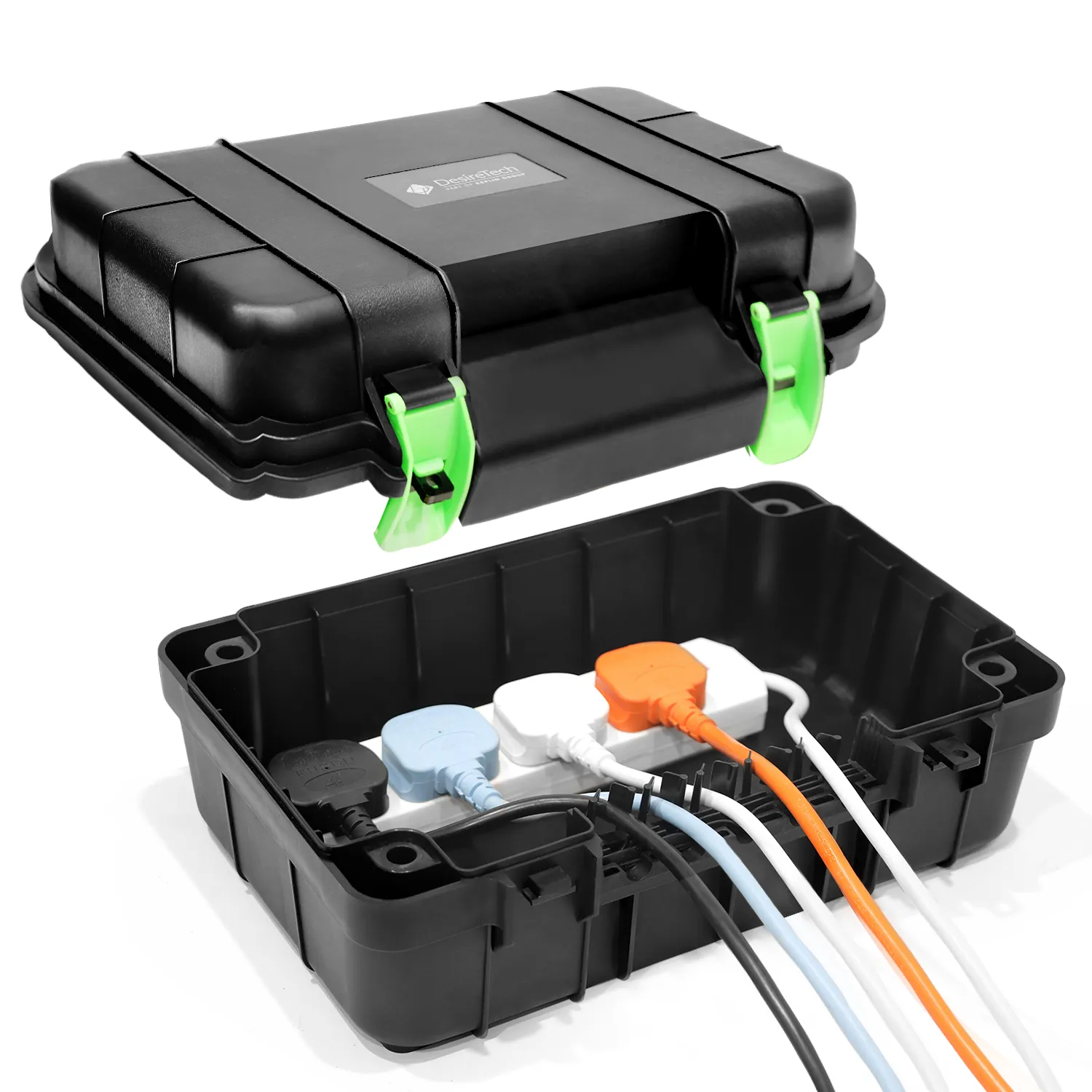 Desiretech Weatherproof Outdoor Electric Box with 4 Gang 10m Extension Lead – IP54 Rated, Heavy-Duty Power Supply for Garden Tools, Christmas Lights, and DIY Tasks