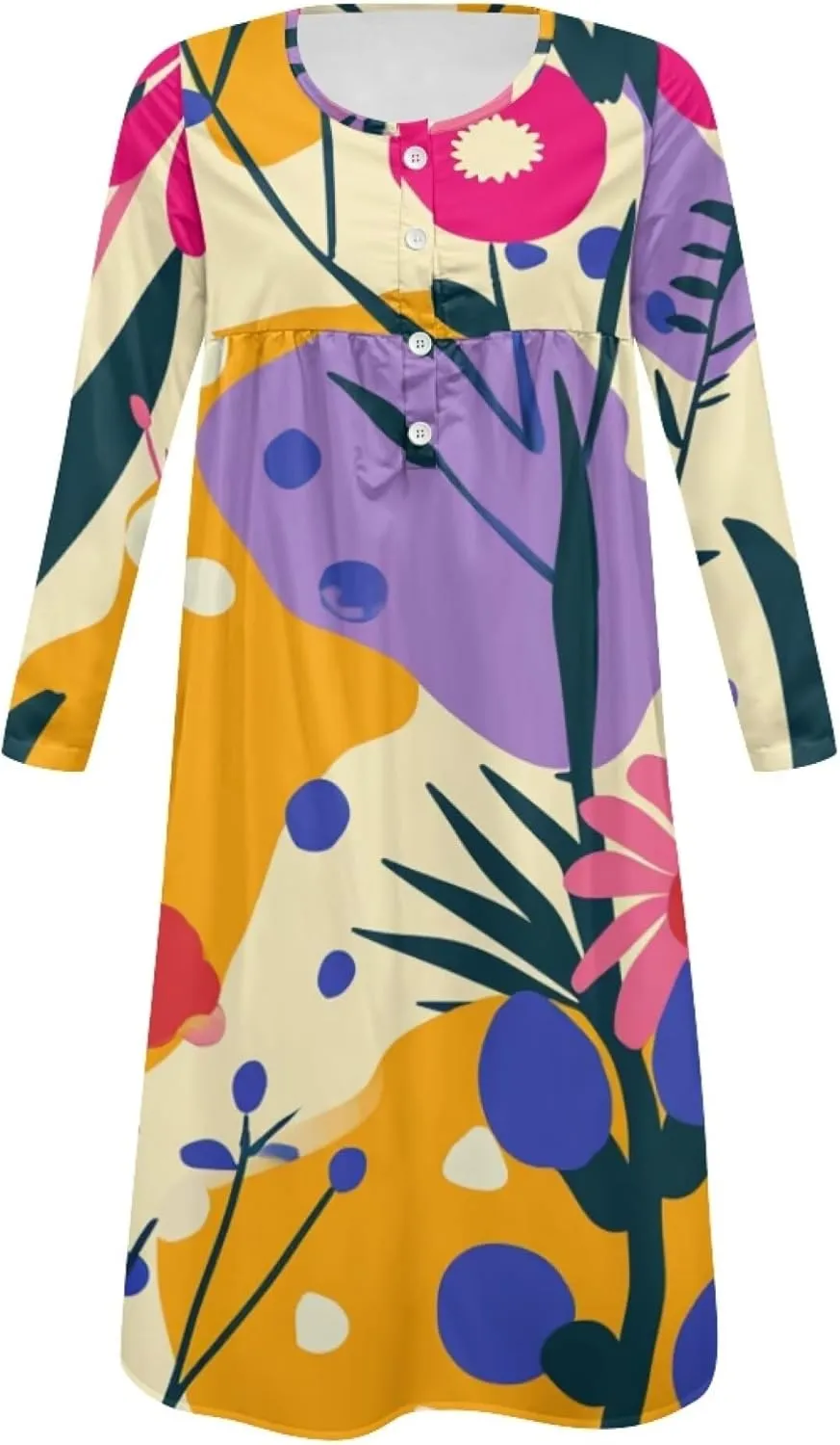 Dresses for Women Sexy V Neck Front Button Midi Party Dress Casual Long Sleeve Soft Comfy Fall Dresses with Pockets