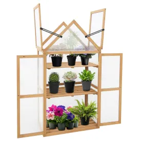 EAGLE PEAK Garden Cold Frame Greenhouse with Adjustable Shelf, 27x16x52in, Natural