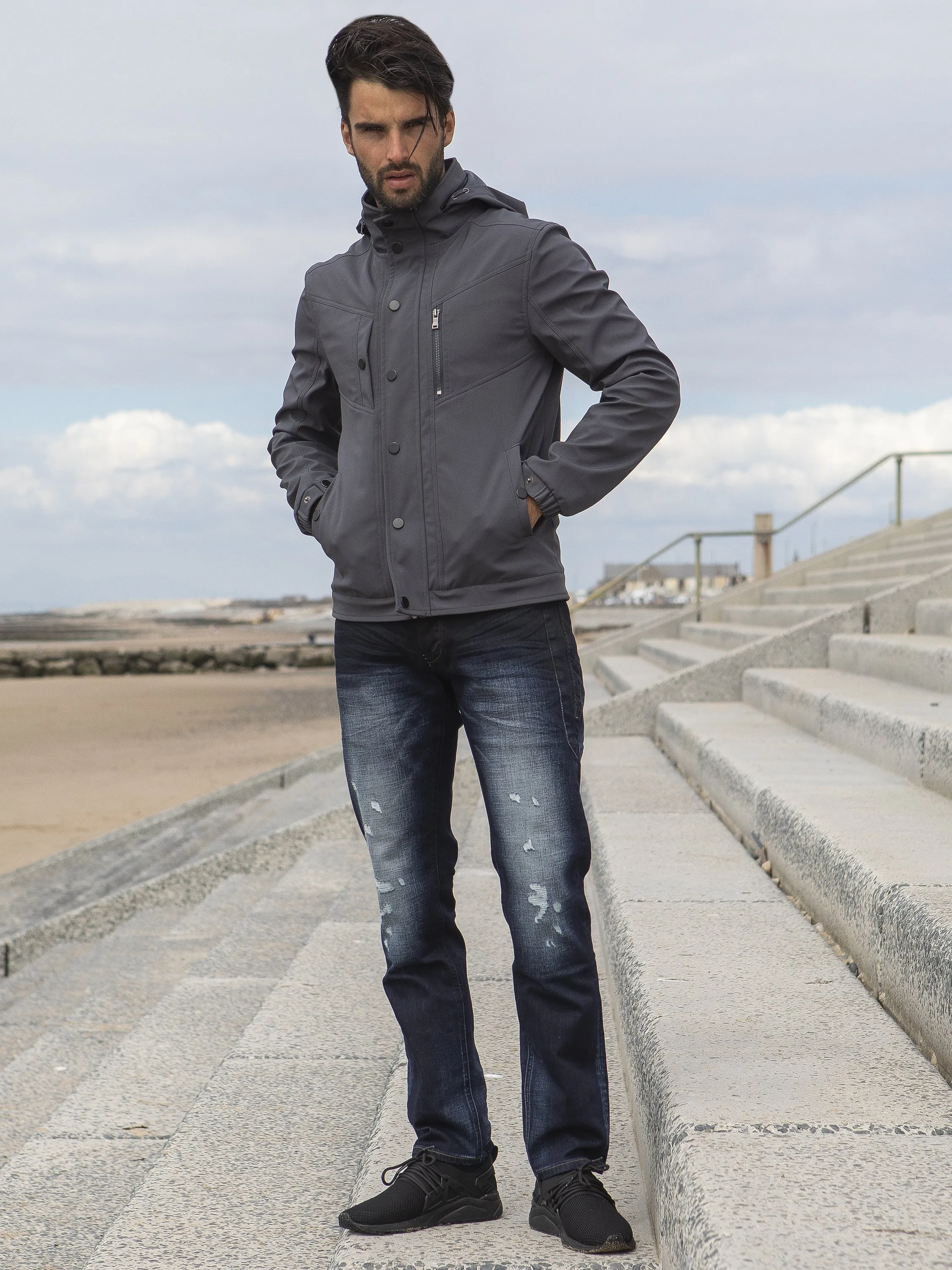 ETO Clearance | Designer Men's Grey Zip Jacket Style React