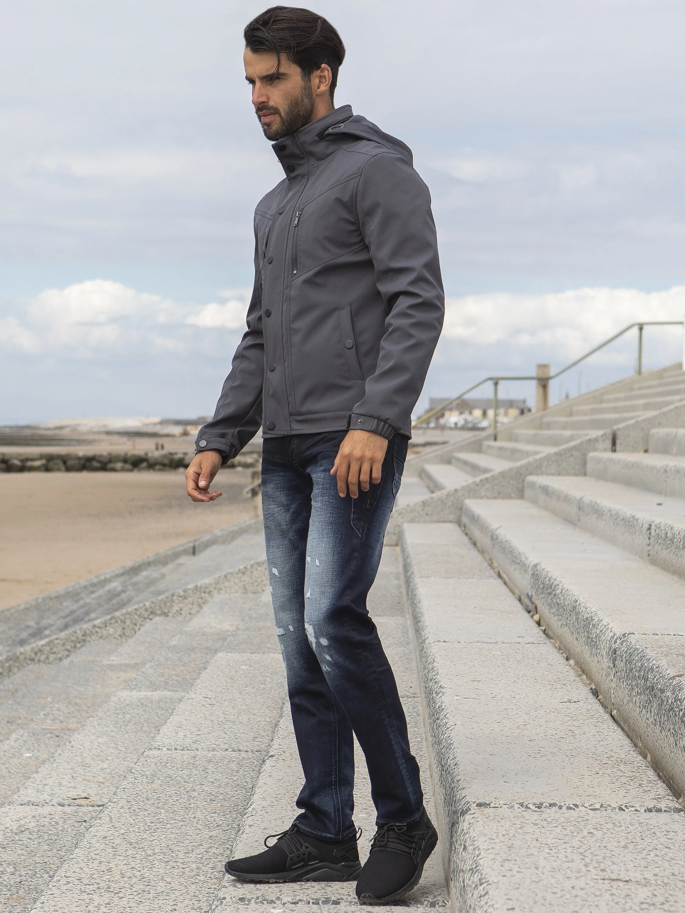 ETO Clearance | Designer Men's Grey Zip Jacket Style React