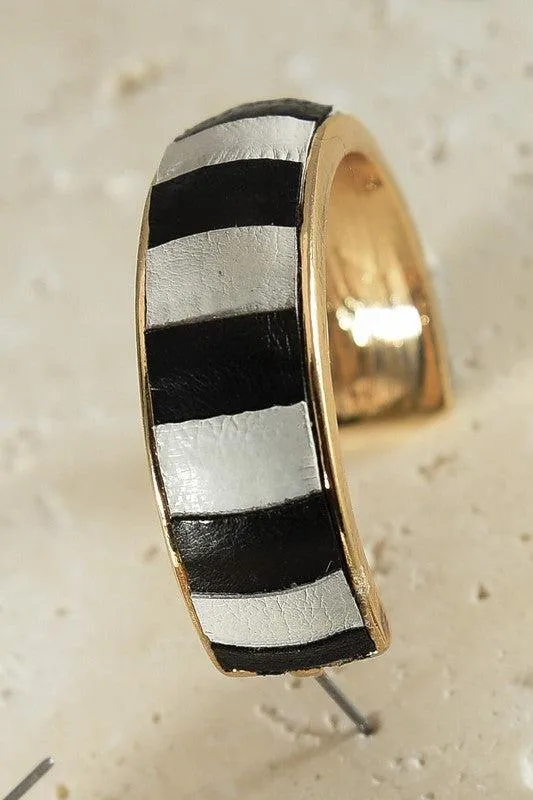 Faux Leather Striped Hoops