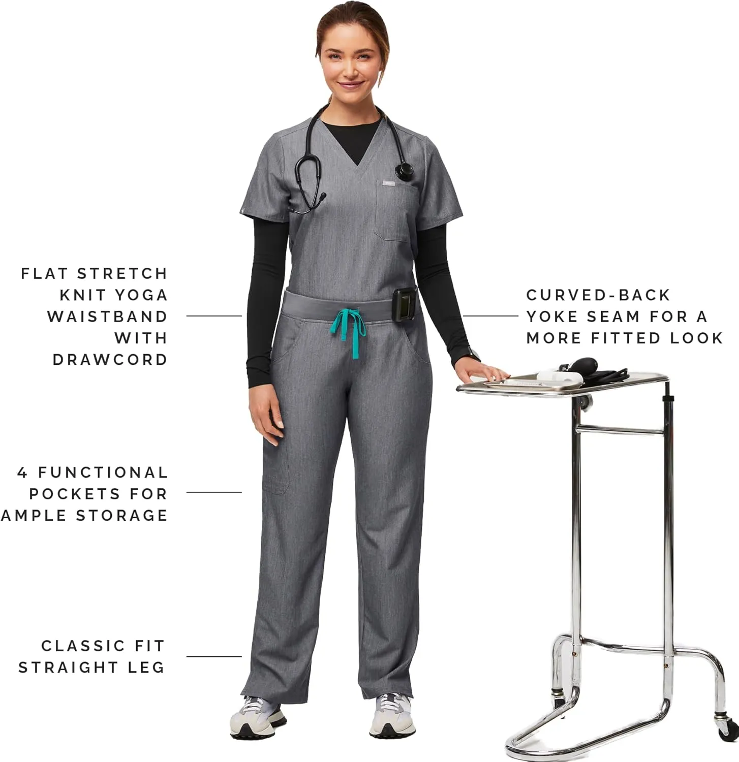 FIGS Kade Cargo Scrub Pants for Women  Classic Fit, Straight Leg, 4 Pockets, Yoga Waistband, Anti-Wrinkle Women Scrub Pants