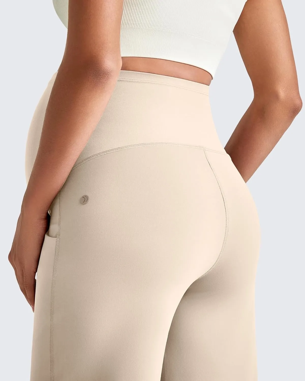 G4Free Maternity Dress Yoga Pants with Pockets Over The Belly Stretchy Work Slack Pregnancy Wide Leg Lounge Trousers