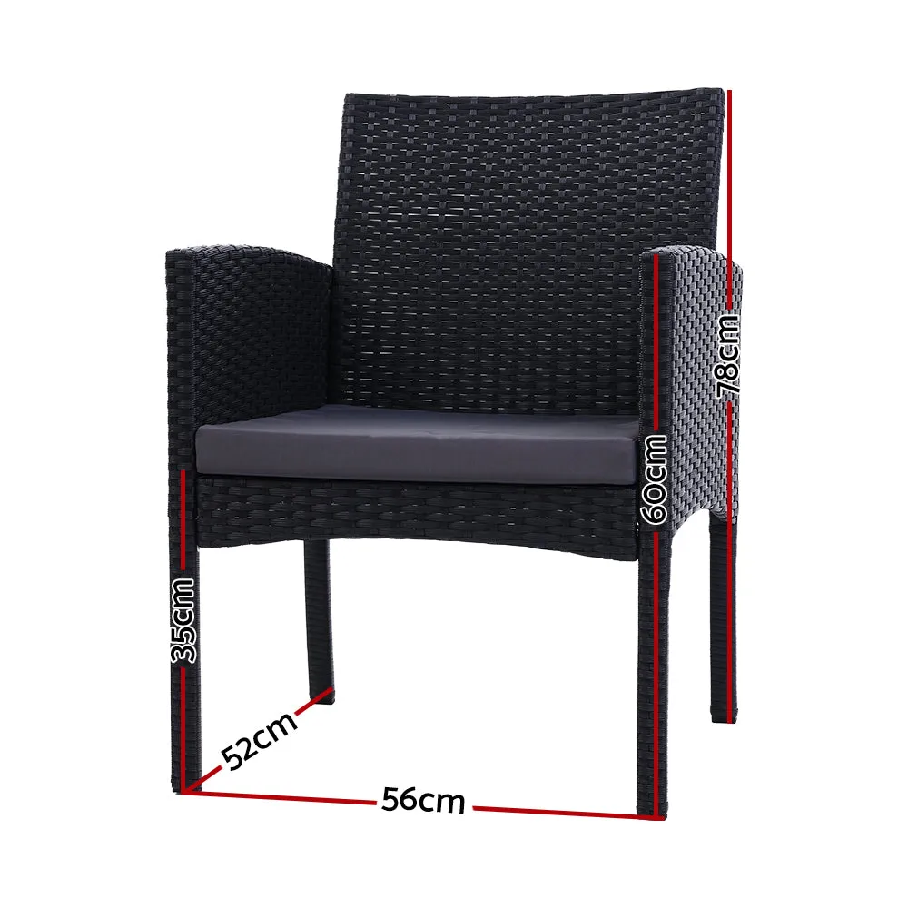 Gardeon 2PC Outdoor Dining Chairs Patio Furniture Rattan Lounge Chair XL Ezra