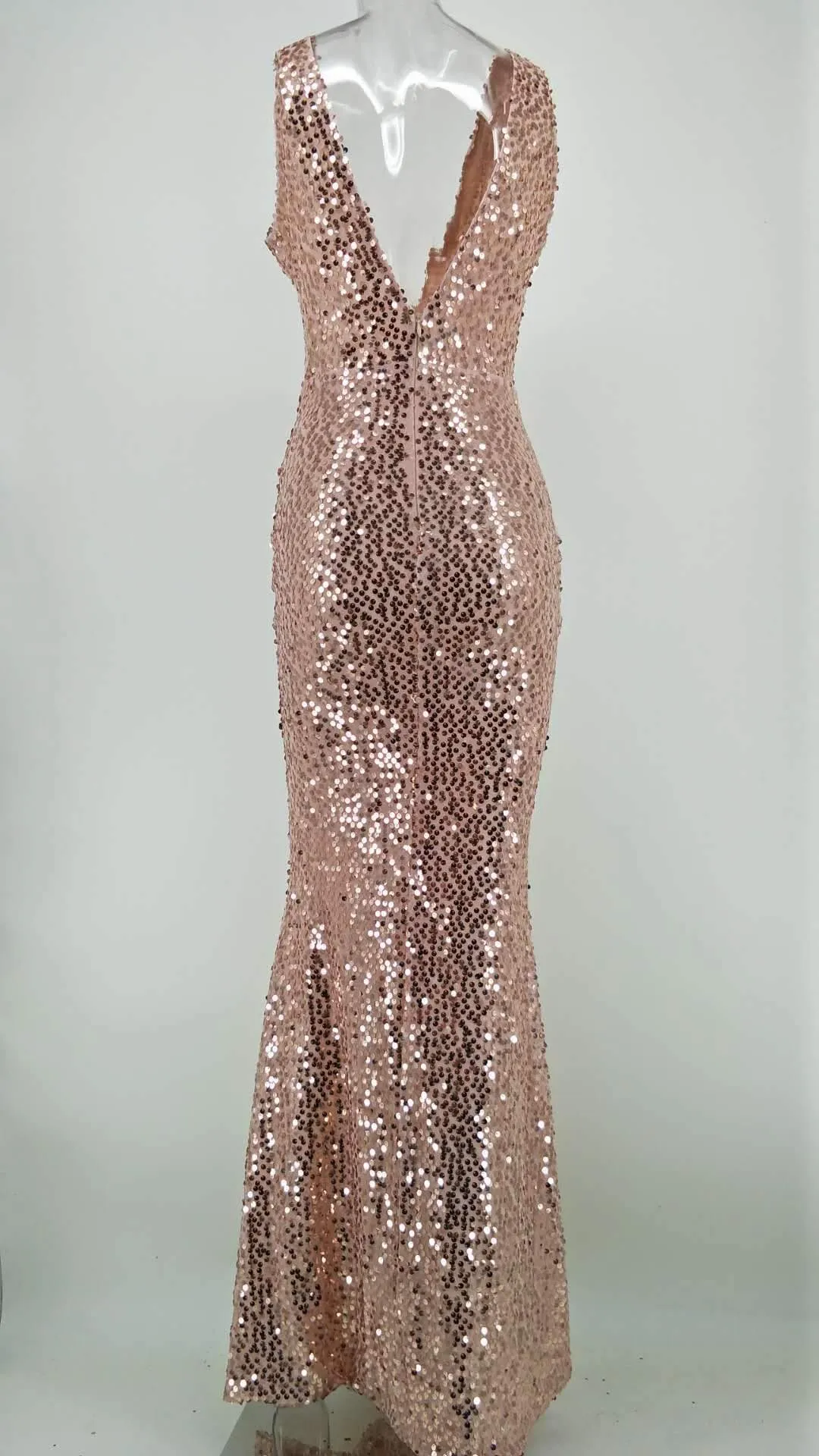 Gold Sequins V-Neck Sexy Dress