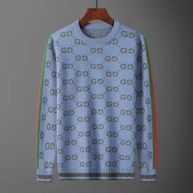Gucci GG Jacquard Soft Blue Wool Sweater