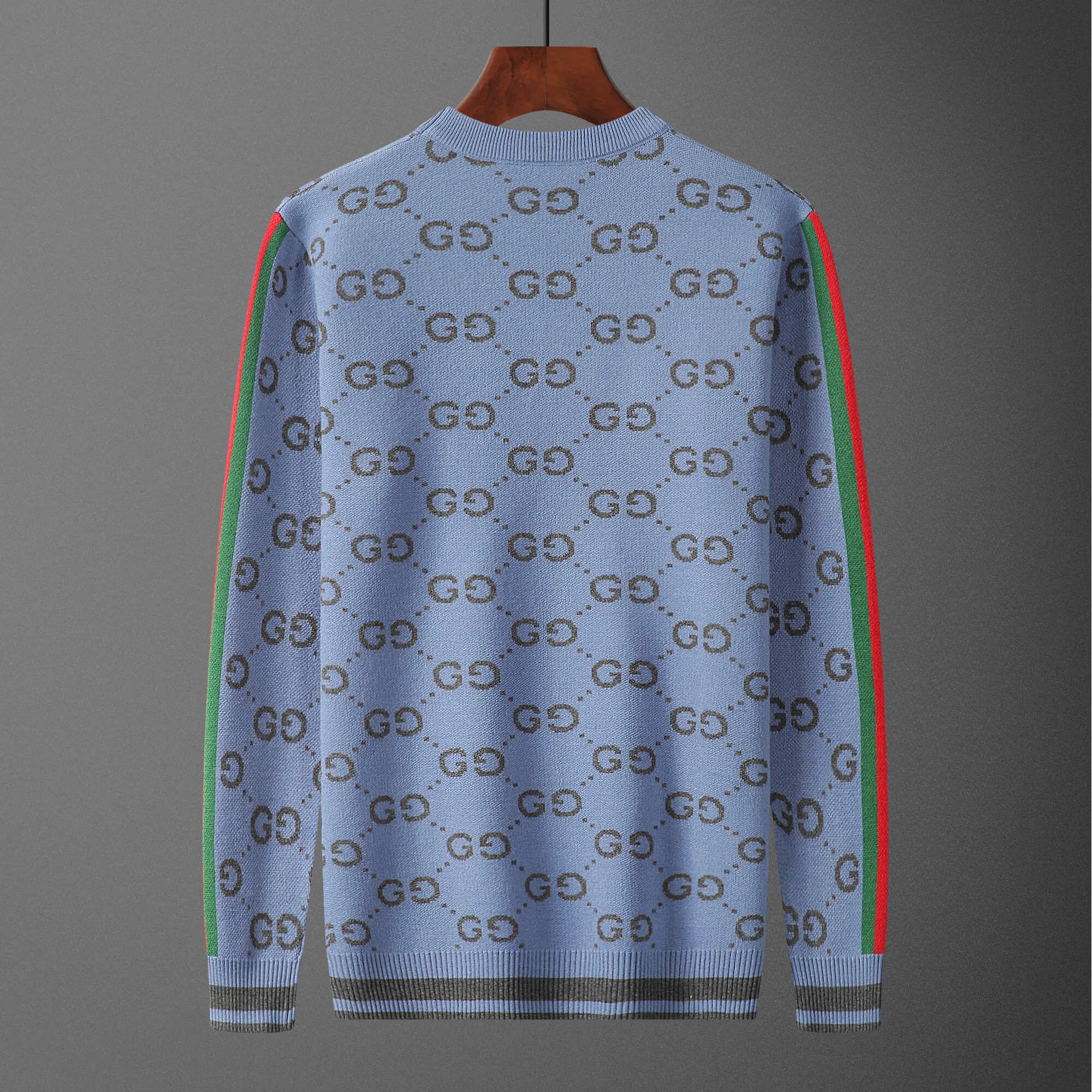 Gucci GG Jacquard Soft Blue Wool Sweater