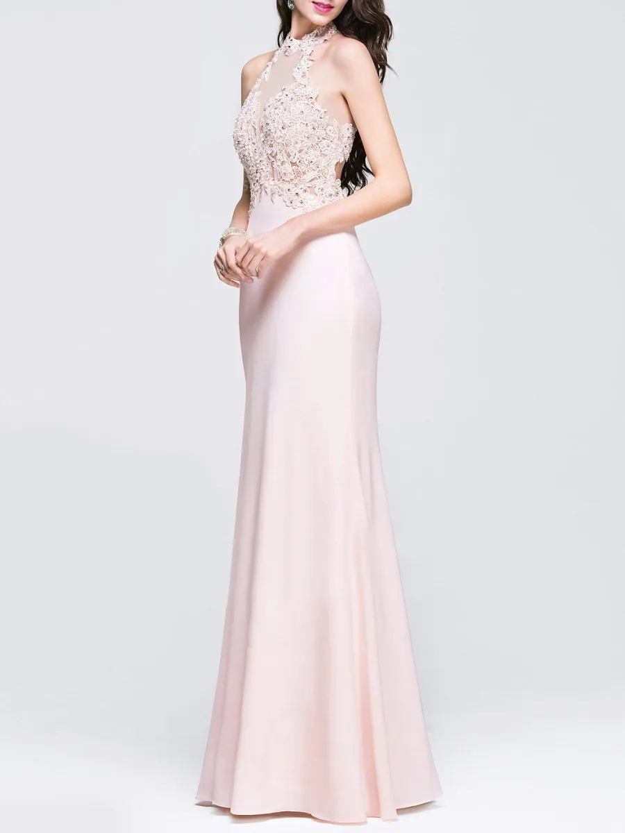 Halter Lace Evening Dress