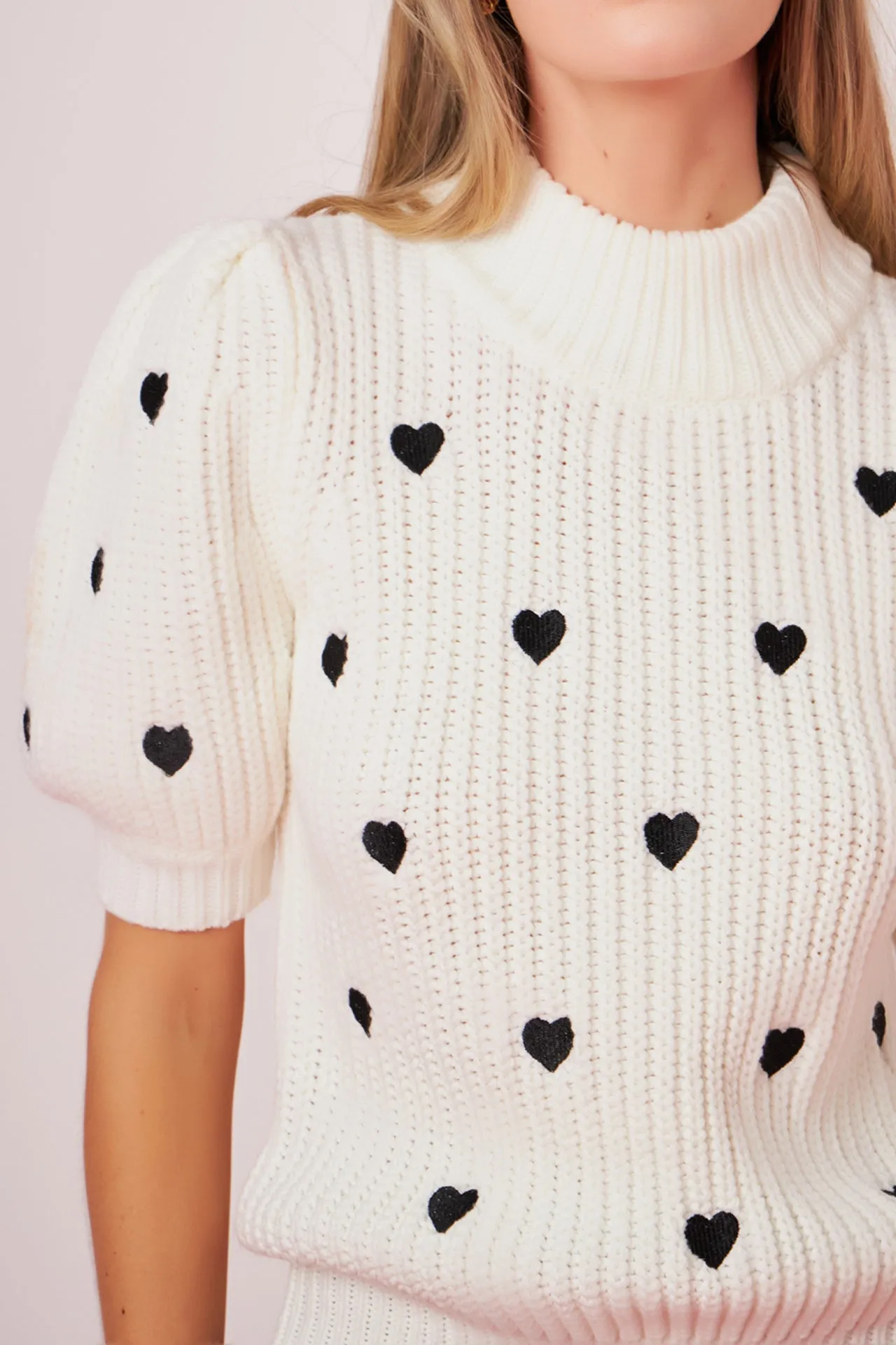 Heart Shape Embroidery Sweater
