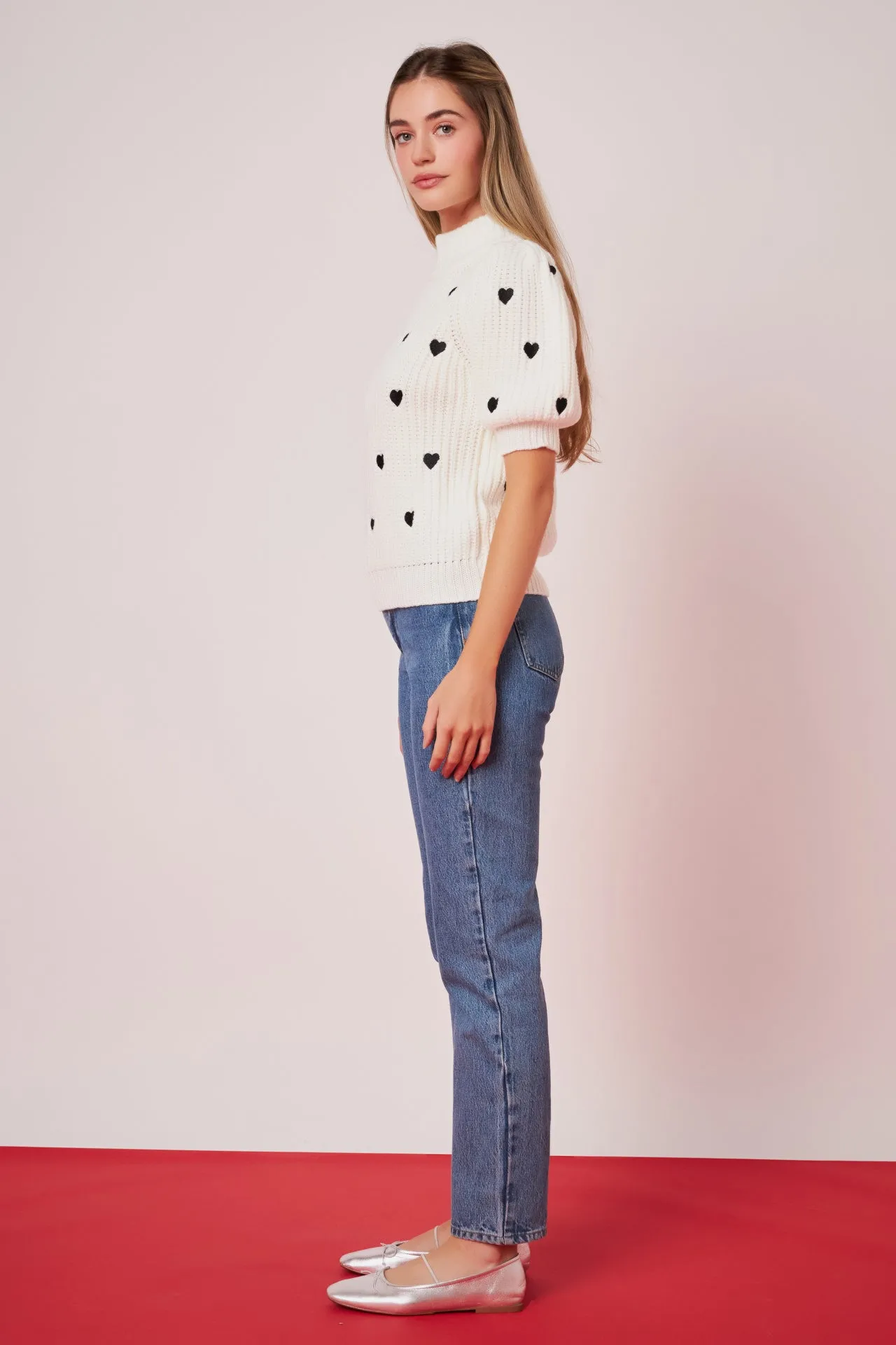 Heart Shape Embroidery Sweater