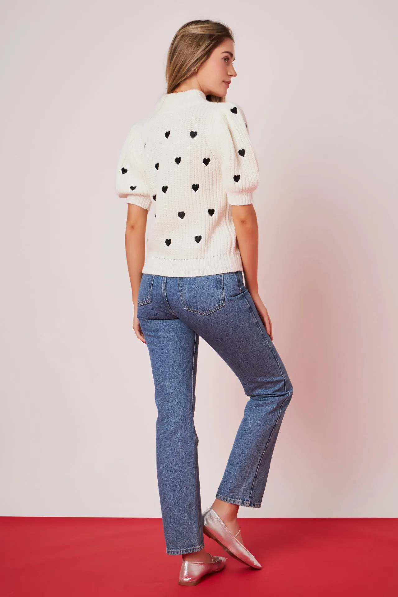 Heart Shape Embroidery Sweater