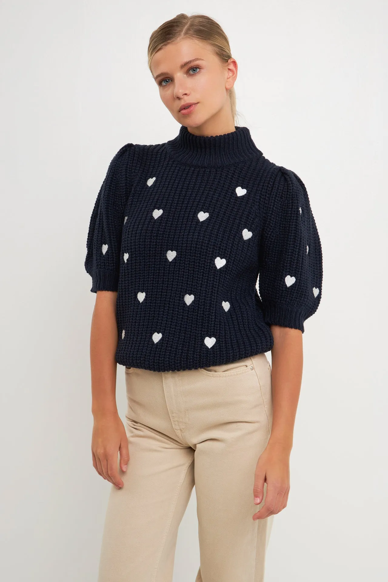 Heart Shape Embroidery Sweater