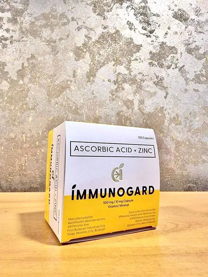 Immunogard Ascorbic Acid (As SODIUM ASCORBATE 568.18mg)    Zinc 10 mg box of 100's
