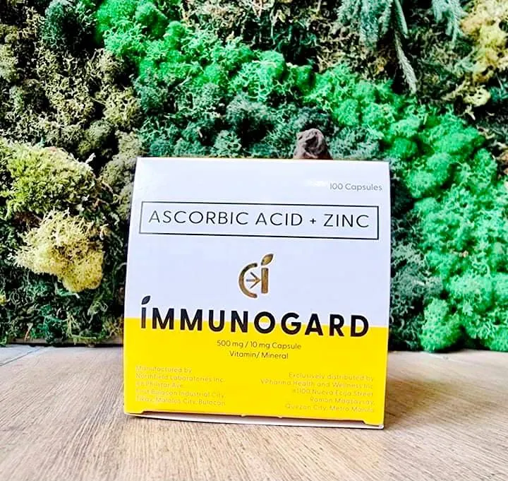 Immunogard Ascorbic Acid (As SODIUM ASCORBATE 568.18mg)    Zinc 10 mg box of 100's