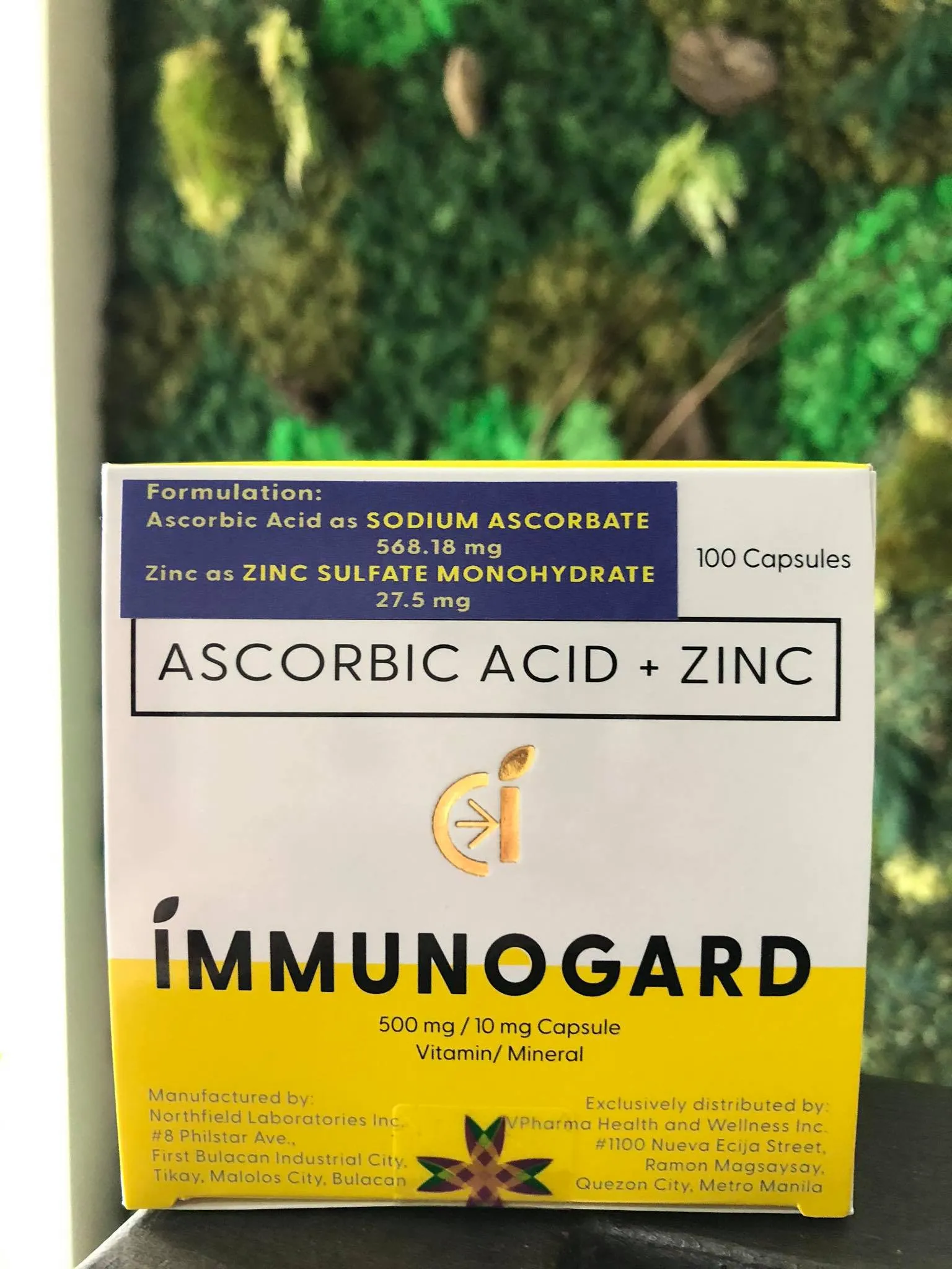 Immunogard Ascorbic Acid (As SODIUM ASCORBATE 568.18mg)    Zinc 10 mg box of 100's