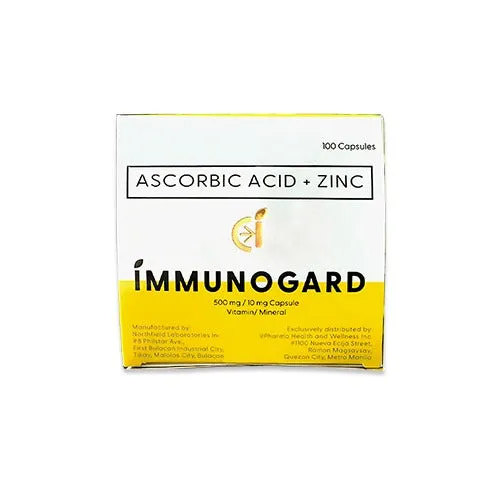 Immunogard Ascorbic Acid (As SODIUM ASCORBATE 568.18mg)    Zinc 10 mg box of 100's