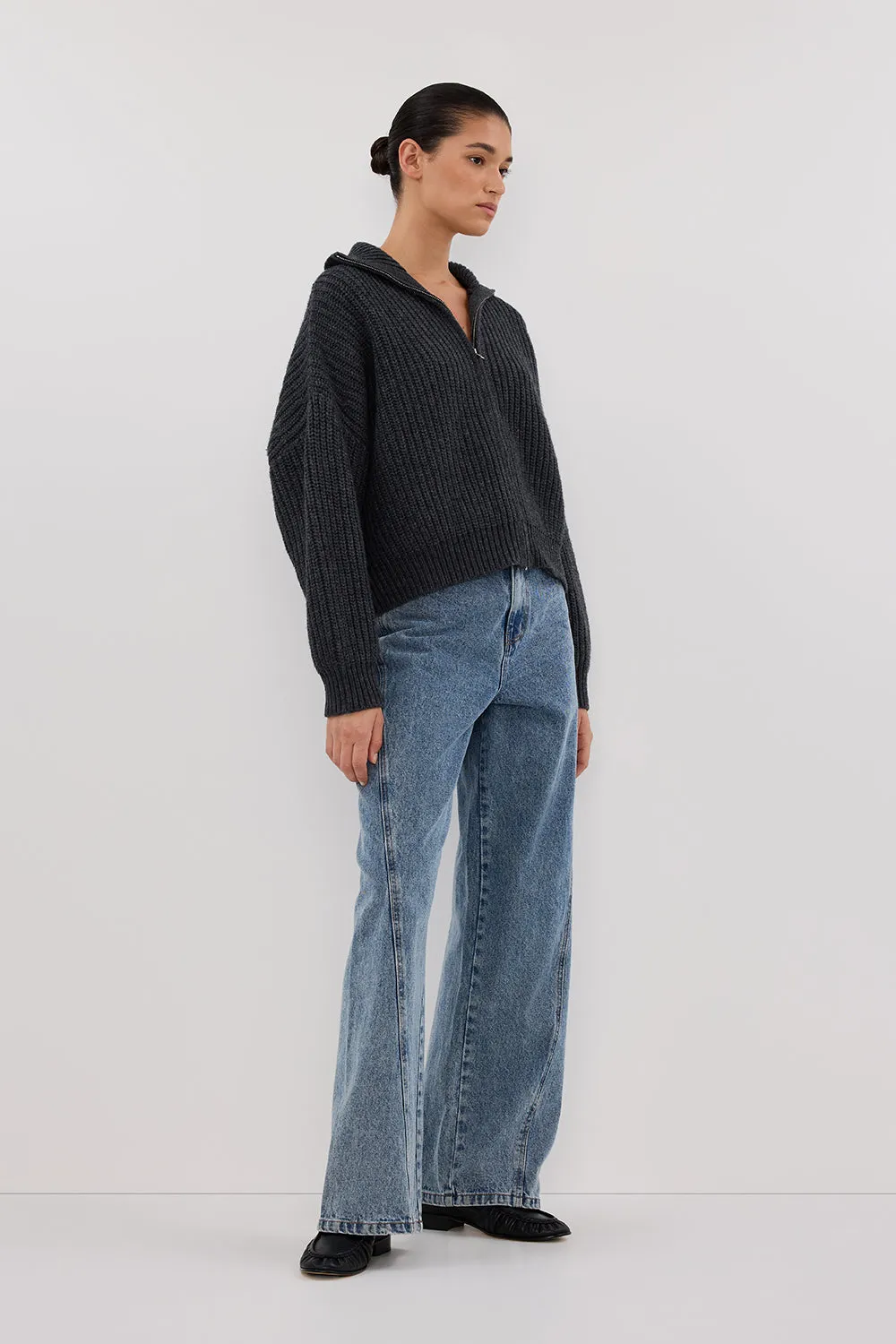 ISSY CHARCOAL WOOL BLEND JUMPER